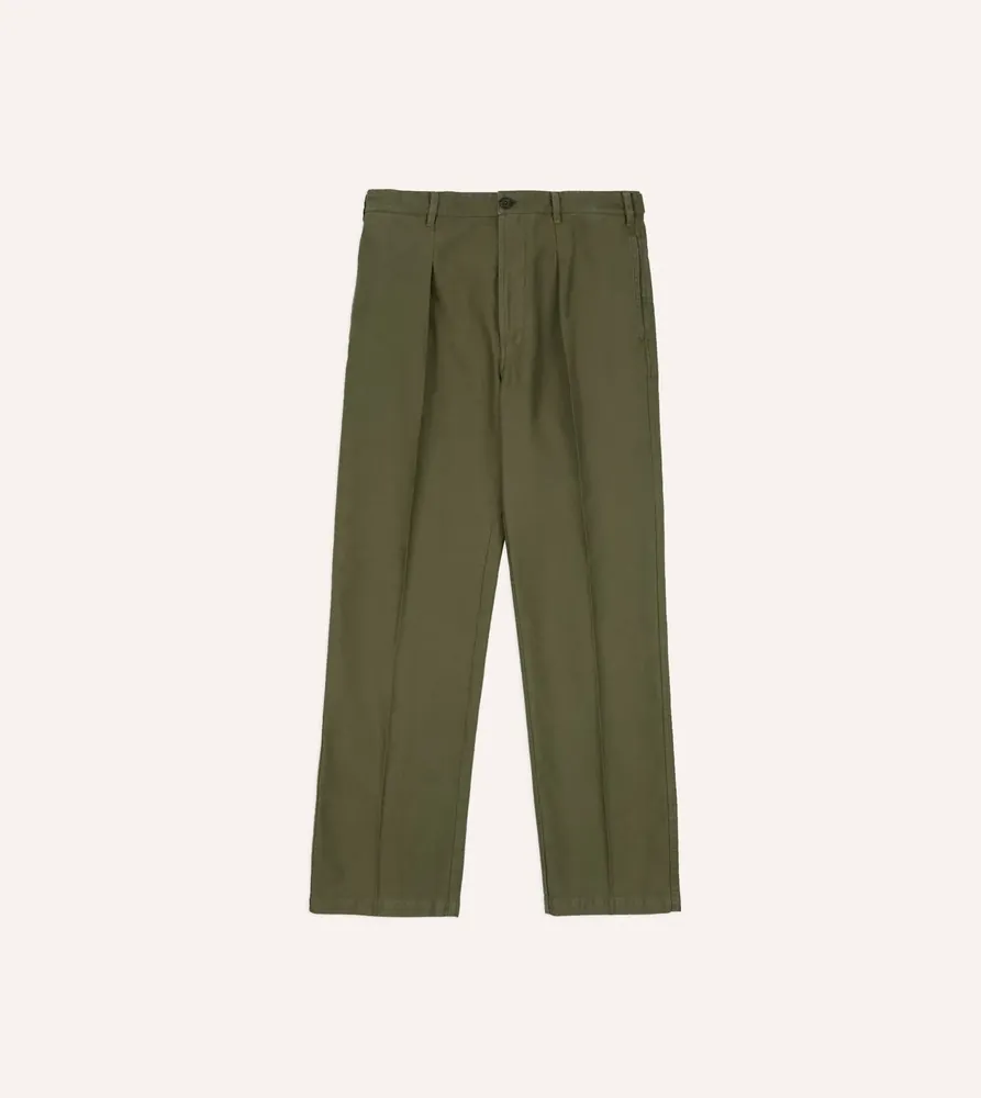 Drake's Olive Summer Moleskin Games Trouser