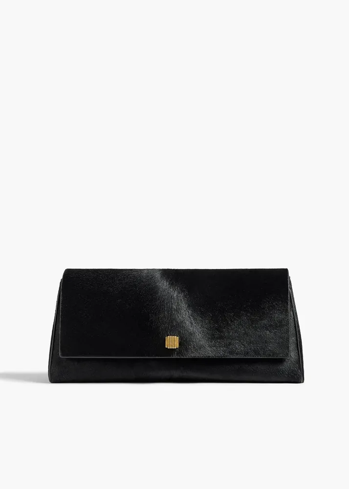 KHAITE Audrey Clutch, Black Haircalf