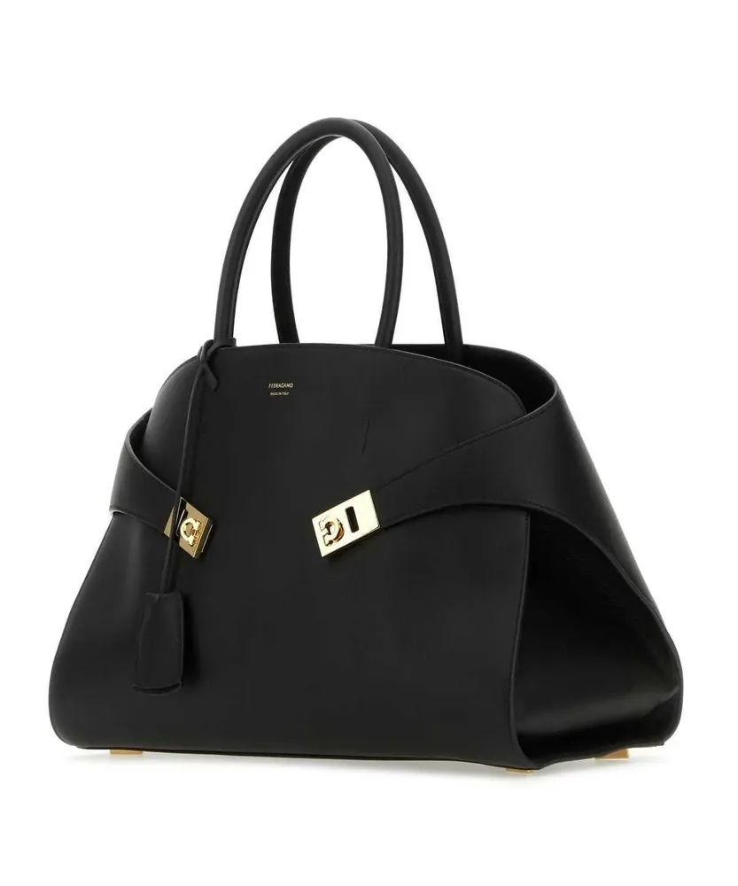 Ferragamo Hug Leather Tote Bag, Black